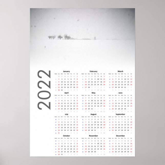 Calendrier paysage enneigé 2022 Affiche (Devant)
