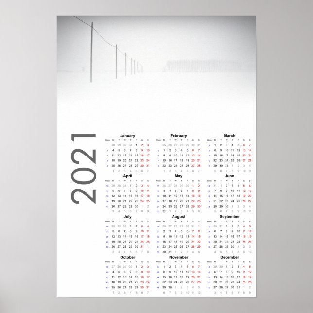 Calendrier Paysage enneigé Poster 2021 (Devant)