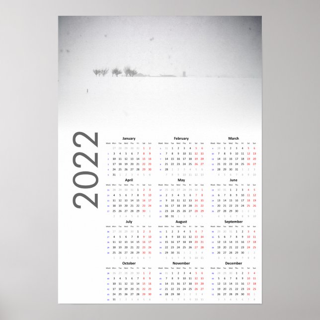 Calendrier paysage enneigé Poster 2022 (Devant)