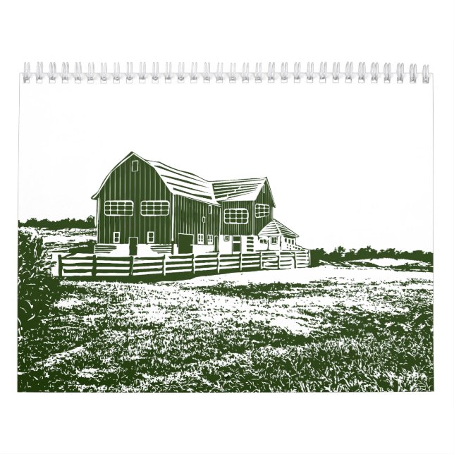 Calendrier Paysage rural maison de ferme de style coupe (Protection)
