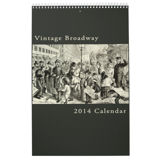 Calendrier Paysage urbain antique vintage de Broadway New (Protection)