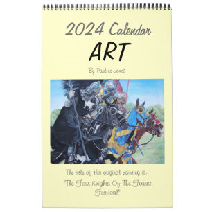 Calendrier paysages chiens encore vie art original 2024