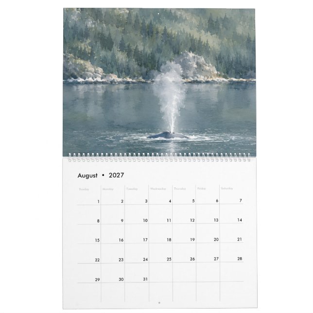 Calendrier Paysages d'Alaska Glaciers Forêt Faune Art (Aug 2027)