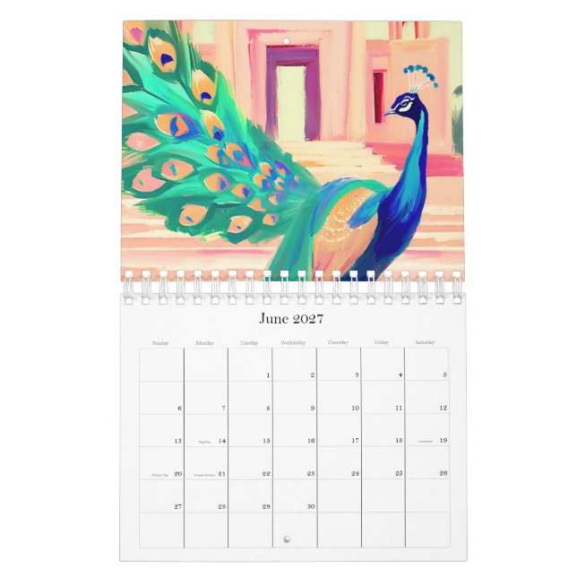 Calendrier peacock calendar (Jun 2027)
