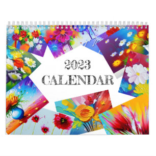 Calendrier Peinture à fleurs de couleurs vives