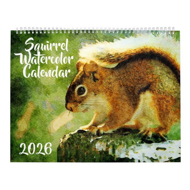 Calendrier Peinture à l'aquarelle d'écureuil adorable faune A (Protection)