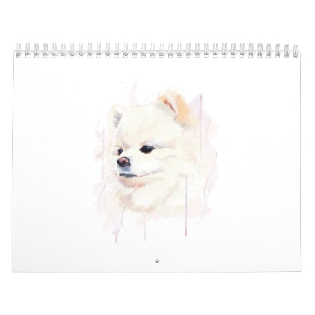 Calendrier Peinture aquarelle de chien Poméranie Mignon (Protection)