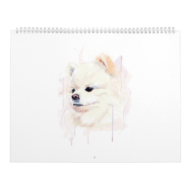 Calendrier Peinture aquarelle de chien Poméranie Mignon (Protection)