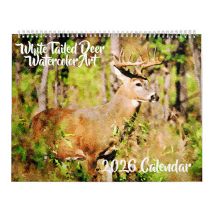 Calendrier Peinture aquarelle faune cervidés 2026