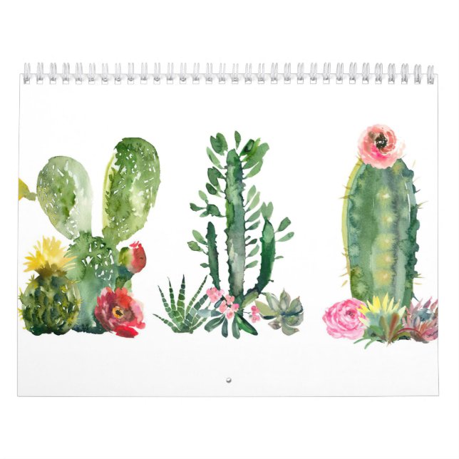 Calendrier Peinture de cactus aquarelle (Protection)