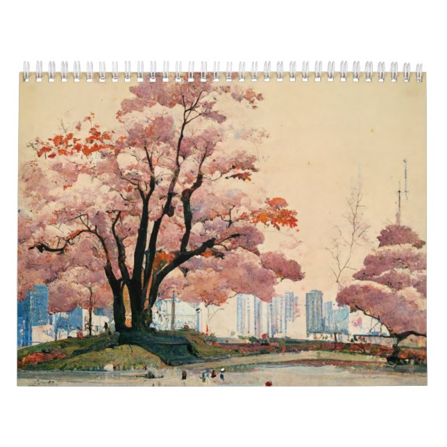 Calendrier peinture traditionnelle japonaise ukiyo-e (Protection)