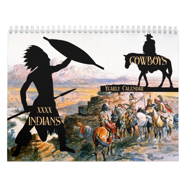 Calendrier Peintures à l'huile de l'Ouest sauvage Cowboys Ind (Protection)