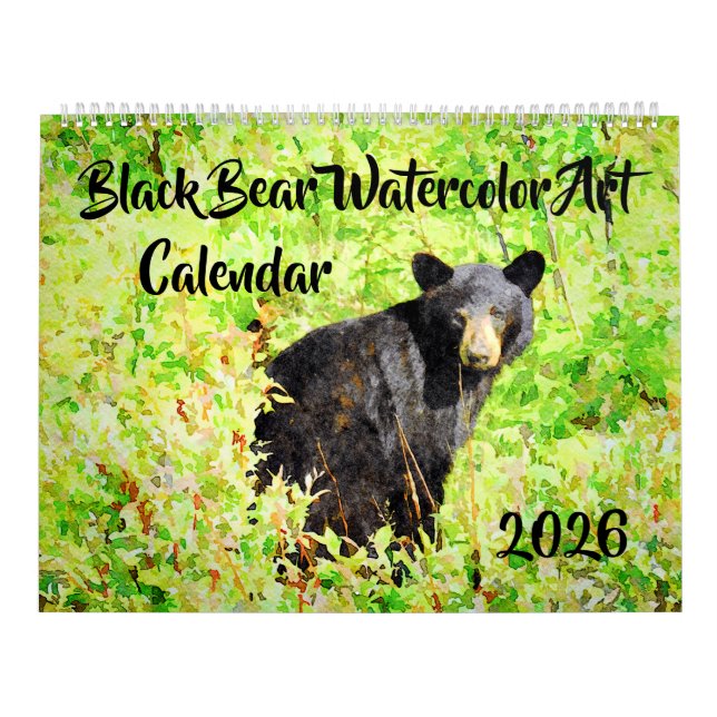 Calendrier Peintures aquarelles d'ours sauvage à couper le so (Protection)