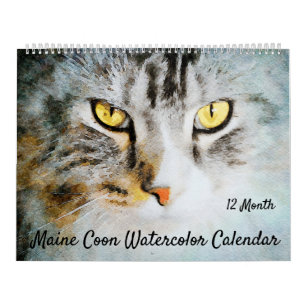 Calendrier Peintures mignonnes d'aquarelle de chats de