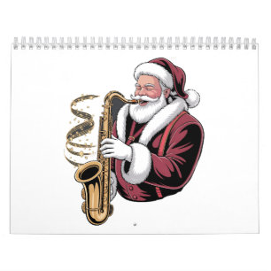 Calendrier Père Noël jouant du saxophone Musicien de Noël Sax