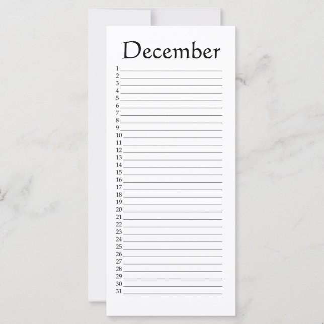 Calendrier perpétuel Décembre (Devant)