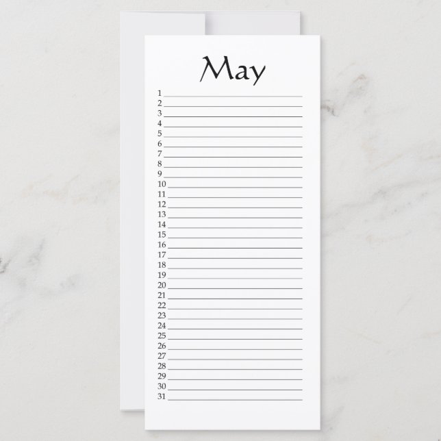Calendrier perpétuel Mai I Chroniques 16:27 (Devant)