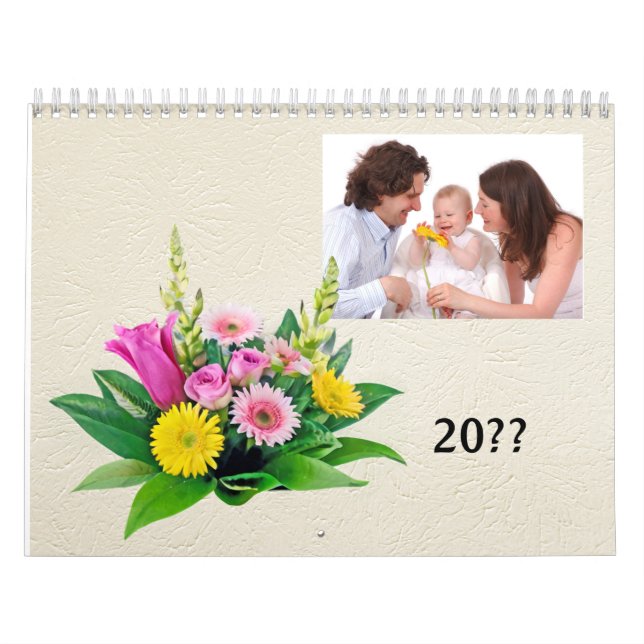 Calendrier Personal Photos with small Frame and Flowers (Protection)