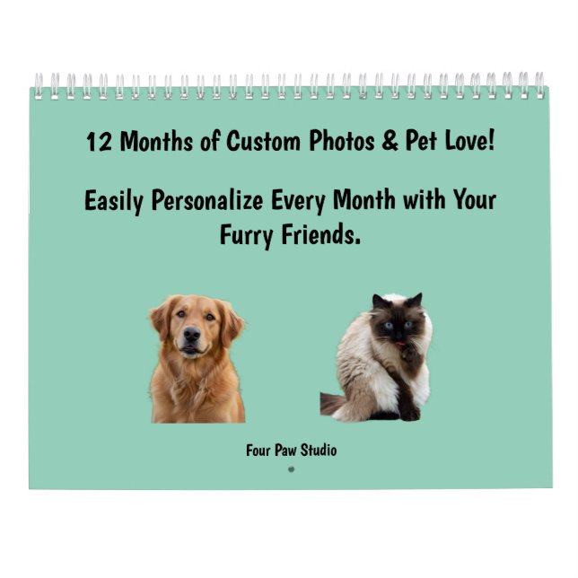 Calendrier Personalized Dog & Cat 2026 Pet Calendar (Dos)