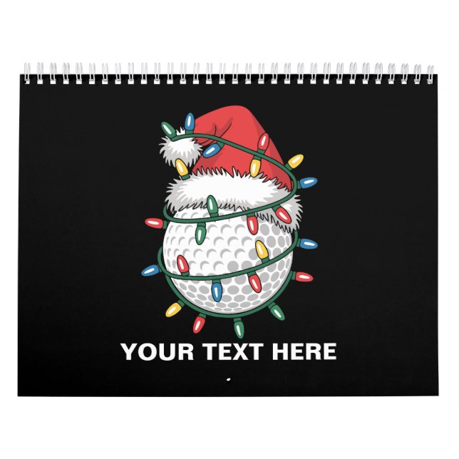 Calendrier Personalized Golf Ball Santa Hat Christmas Lights (Protection)
