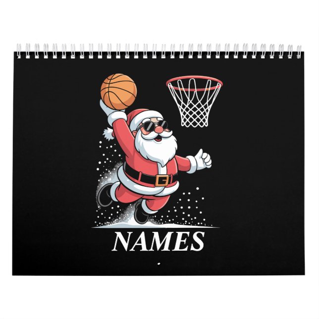 Calendrier Personalized Name Xmas Santa Dunking Basketball (Protection)
