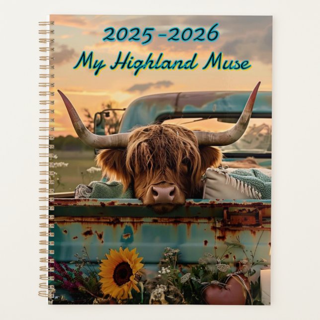Calendrier personnalisable de vache des Highlands  (Devant)