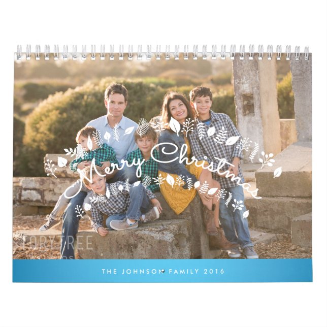Calendrier personnalisé 2016 Joyeux Noël Bleu (Protection)