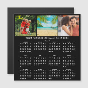 Calendrier personnalisé 2026 3 Photos Collage Magn