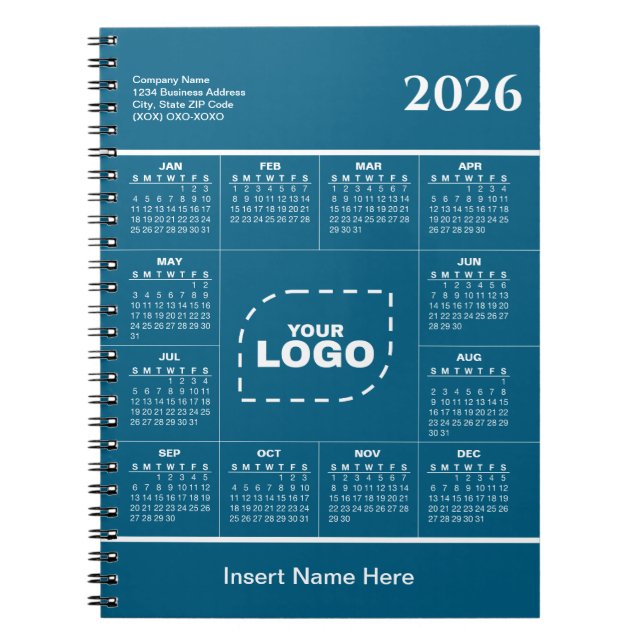 Calendrier personnalisé 2026 Carnet de notes Logo  (Devant)