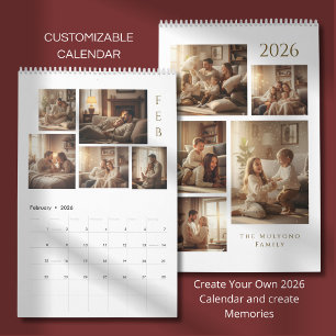 Calendrier personnalisé 2026 moderne et élégant
