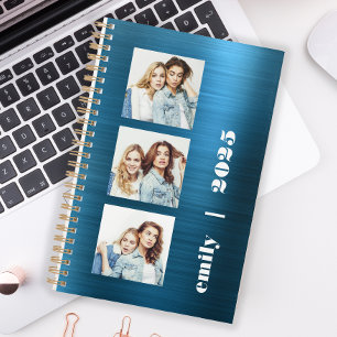 Calendrier personnalisé 3 photos bleu sarcelle mét