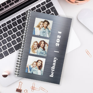 Calendrier personnalisé 3 photos en métal argenté