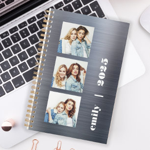 Calendrier personnalisé 3 photos Métal brossé Arge