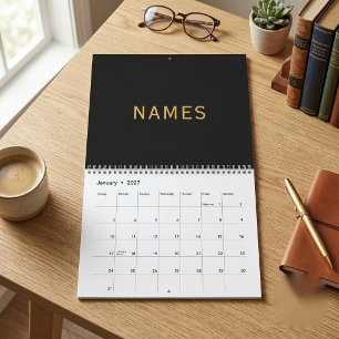Calendrier Personnalisé avec 14 noms de famille ou surnoms