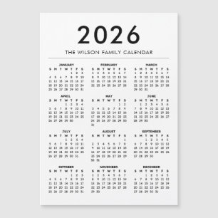 Calendrier personnalisé avec nom 2027