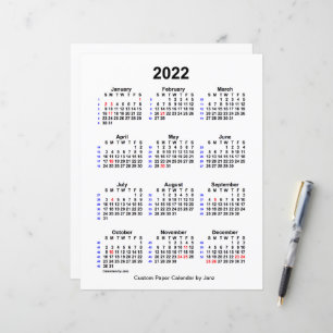 Calendrier personnalisé des vacances de 52 semaine