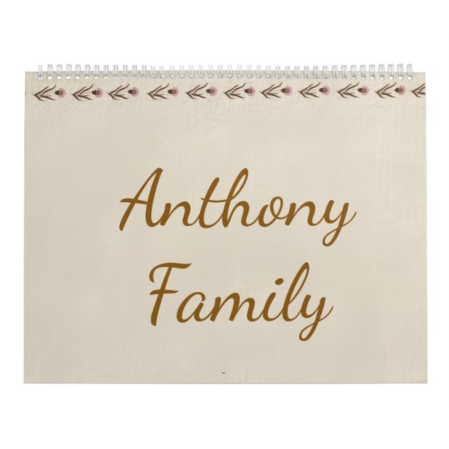 Calendrier personnalisé "Famille Anthony" -  (Protection)