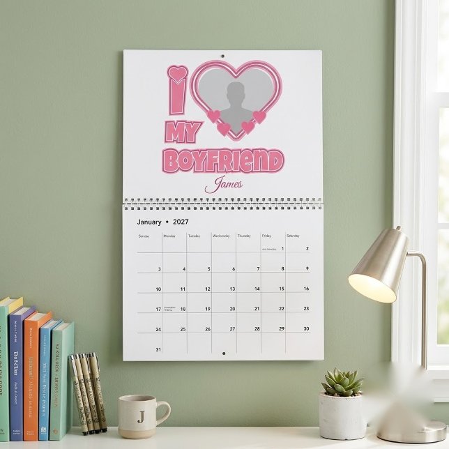 Calendrier Personnalisé J'aime mon petit ami – Ajouter une ph (Créateur téléchargé)