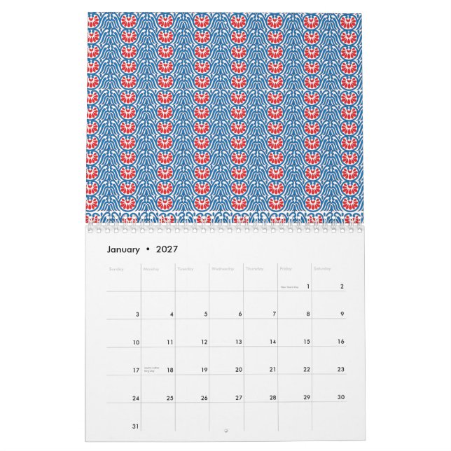 Calendrier personnalisé. Mur esthétique et design  (Jan 2027)