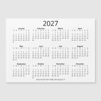 Calendrier personnalisé noir et blanc 2027 avec vo