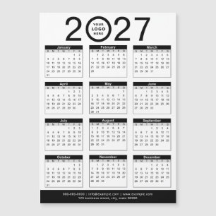Calendrier personnalisé noir et blanc 2027 & logo