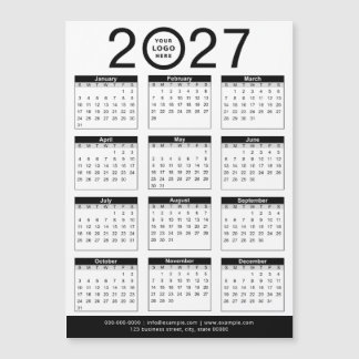 Calendrier personnalisé noir et blanc 2027 & logo
