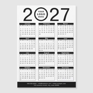Calendrier personnalisé noir et blanc 2027 & logo