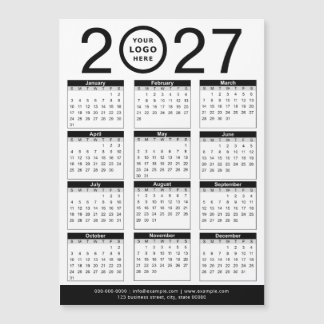 Calendrier personnalisé noir et blanc 2027 & logo