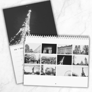 Calendrier Personnalisé Paris Voyage Minimaliste Noir & Blanc