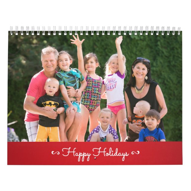 Calendrier personnalisé Red Happy Holidays (Protection)