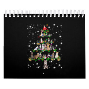 Calendrier Petit Arbre De Noël Cat Couvert De Flamme De Flam