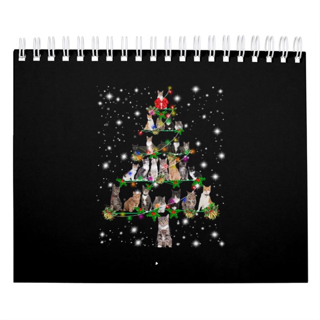 Calendrier Petit Arbre De Noël Cat Couvert De Flamme De Flamm (Protection)