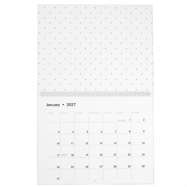 Calendrier Petits, gris foncé plus des signes et des points d (Jan 2027)