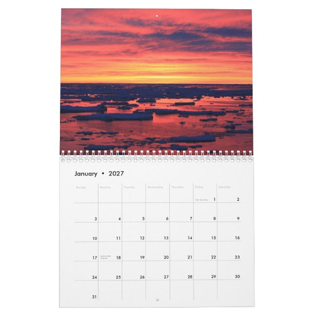 Calendrier Phénomène naturel en Antarctique (Jan 2027)
